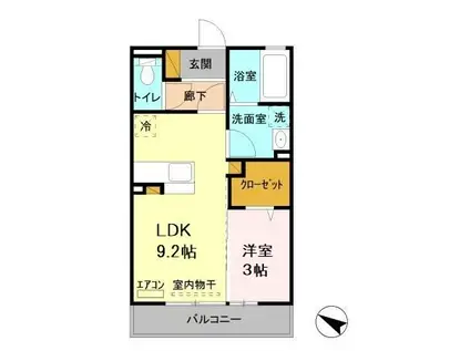 イーストファインヒルズ(1LDK/3階)の間取り写真