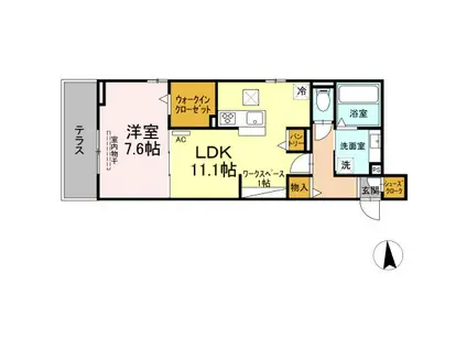 マカオン鳥居通(1LDK/1階)の間取り写真