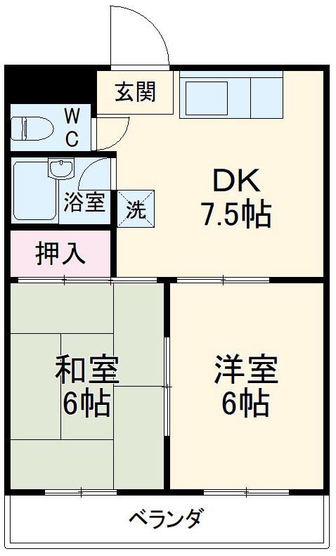 アネックス安井(2DK/2階)の間取り写真