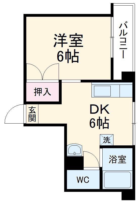 ビラ三秋(1DK/3階)の間取り写真
