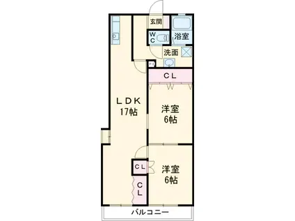 クリエイティブ第2富士(2LDK/3階)の間取り写真