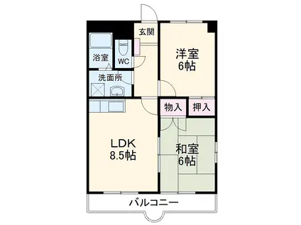 ルガール21(2DK/3階)の間取り写真