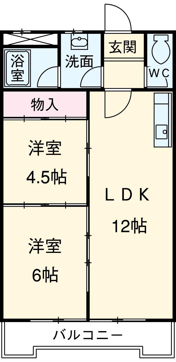 クリエイティブ第1富士(2LDK/1階)の間取り写真