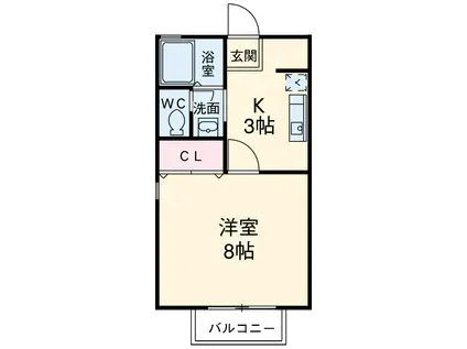 セジュール小豆餅(1K/1階)の間取り写真