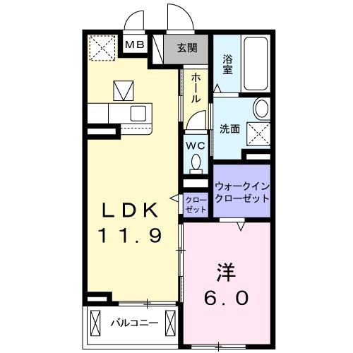 サニーレジデンスⅢ(1LDK/2階)の間取り写真