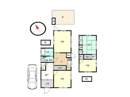 名鉄名古屋本線 名鉄岐阜駅 バス乗車時間:34分 岐阜女子口バス停で下車 徒歩18分 2階建 築53年(4DK)の間取り写真