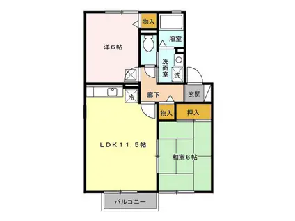 グランシャリオ B棟(2LDK/2階)の間取り写真