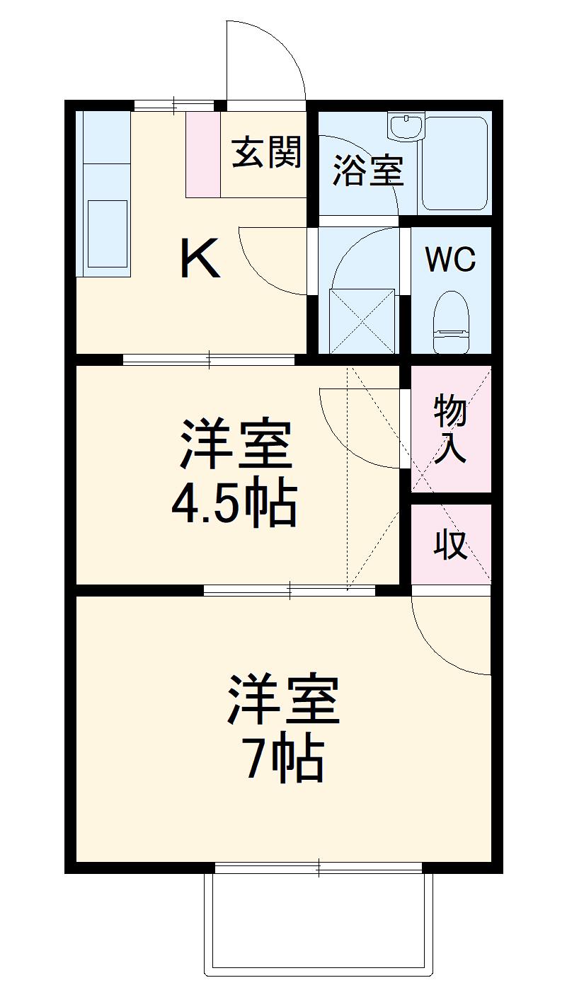 ポイントスクエア小泉(2K/2階)の間取り写真