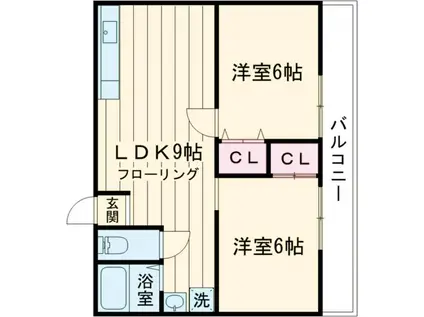 ラ・フレール(2LDK/1階)の間取り写真