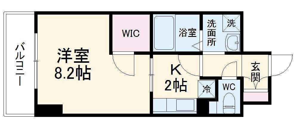 アンソレイユ(1K/6階)の間取り写真