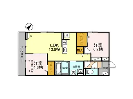 ベルクレスト(2LDK/3階)の間取り写真