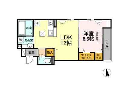 BONHEUR(1LDK/1階)の間取り写真