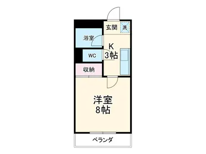 ビバリーハイツ(1K/2階)の間取り写真