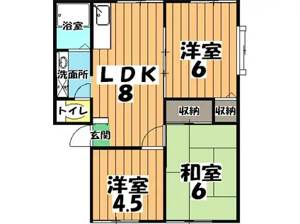 ボナール(3DK/2階)の間取り写真