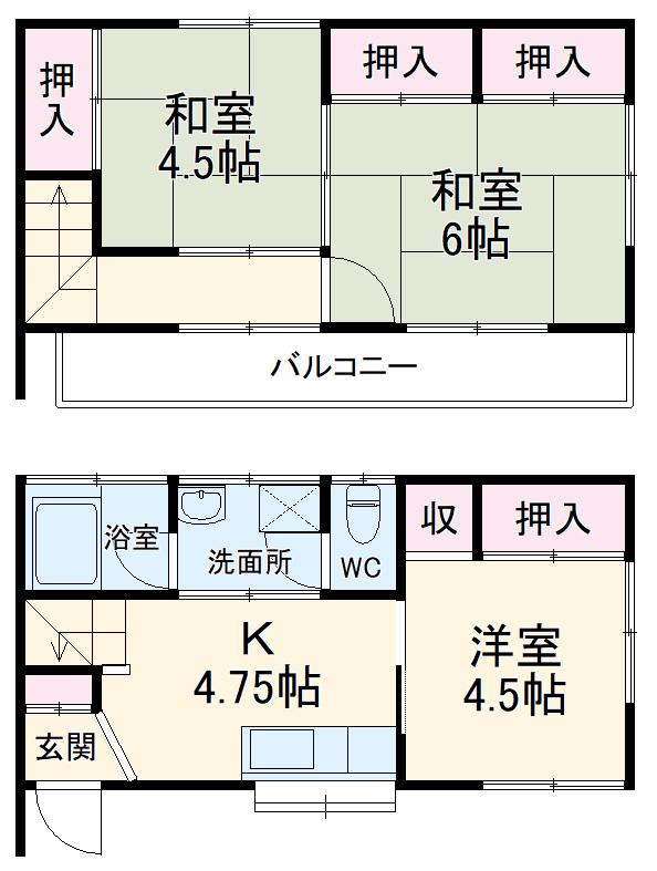 テラスはんなり(3K/1階)の間取り写真
