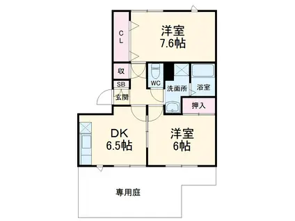 サンハウス横前(2DK/2階)の間取り写真