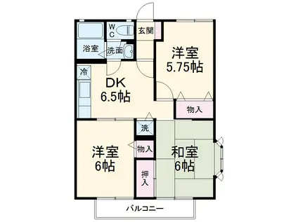 グランドールⅡ(3DK/2階)の間取り写真