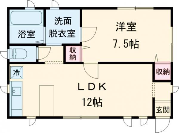 東武伊勢崎・大師線 新伊勢崎駅 徒歩25分 1階建 築45年(1LDK)の間取り写真