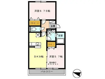 グランディールⅡ(2DK/2階)の間取り写真