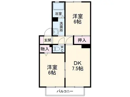 パラシオ愛芳A・B(2DK/2階)の間取り写真