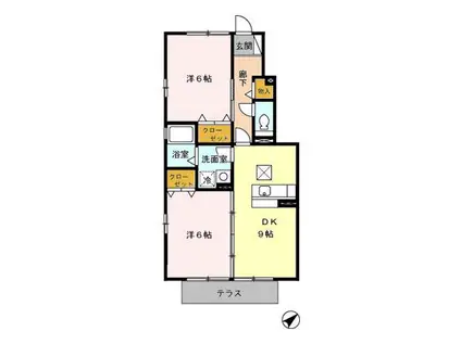 パークベルデ(2DK/1階)の間取り写真