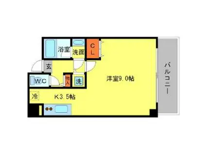 ホワイトハウス箕面(ワンルーム/5階)の間取り写真