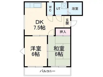 ピュアSEVEN(2DK/1階)の間取り写真