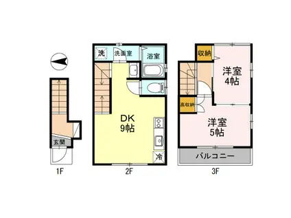 ビーバーズハウス3(2DK/2階)の間取り写真