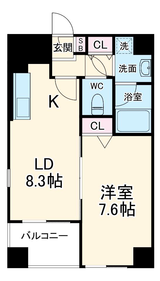 D-REST NAKANOSHIMA(1LDK/5階)の間取り写真