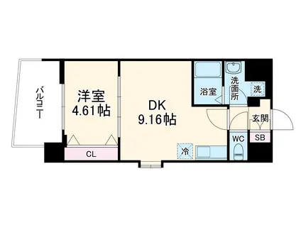シェリロ神山(1LDK/11階)の間取り写真