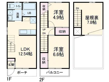 遠州鉄道 上島駅 徒歩21分 2階建 築10年(2SLDK)の間取り写真