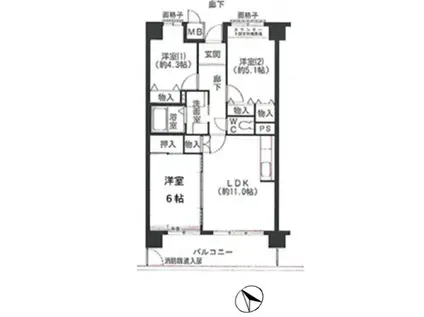 CH158RESIDENCE NAKANOSHIMA(3LDK/7階)の間取り写真