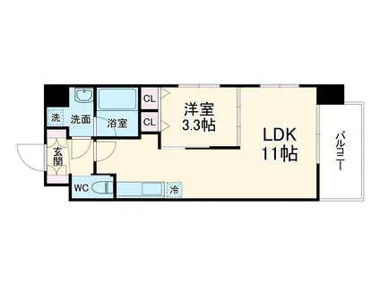 ラルテ中津(1LDK/4階)の間取り写真