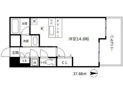 セレニテ梅田北PREMIUM(ワンルーム/4階)の間取り写真