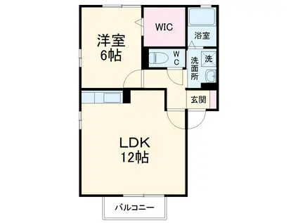 ZONE亀城(1LDK/1階)の間取り写真