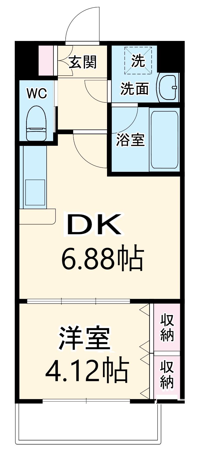 CHOEI65プレジオ中津(1DK/6階)の間取り写真
