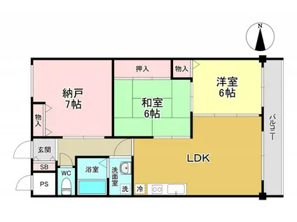 ロイヤル翠(3LDK/3階)の間取り写真