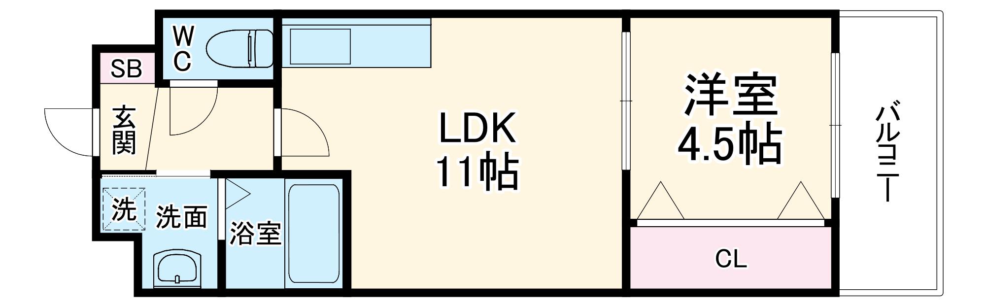 グランツ石橋(1LDK/1階)の間取り写真