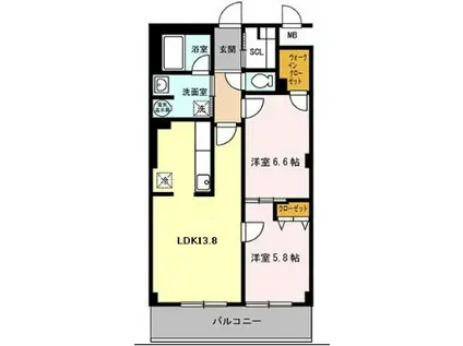 ラピスコート(2LDK/1階)の間取り写真