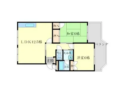 ハイツ中辻千里中央(2LDK/5階)の間取り写真