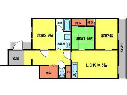 レジデンス吉川2号棟(3LDK/1階)の間取り写真