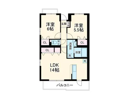 グリーンヒルズ イーストⅡ(2LDK/3階)の間取り写真