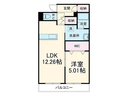 フロイデミーツ半田山(1LDK/1階)の間取り写真