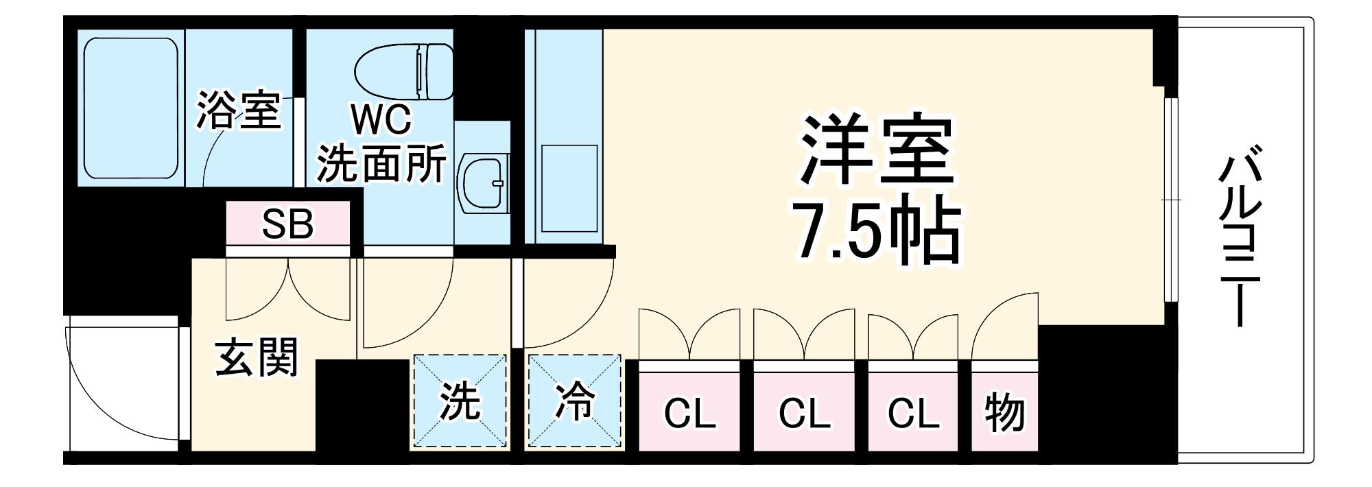 アルス大手前プレミア(ワンルーム/7階)の間取り写真