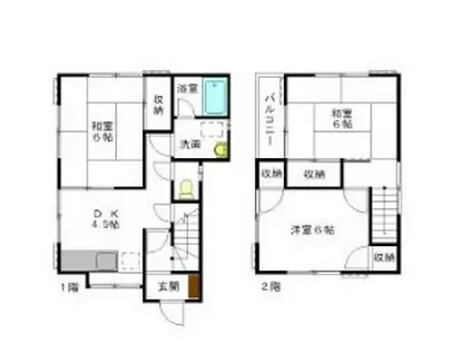 東海道本線 片浜駅 徒歩22分 2階建 築37年(3DK)の間取り写真