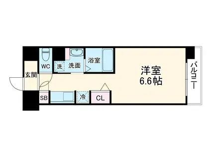 クリスタルブライト谷町(1K/9階)の間取り写真