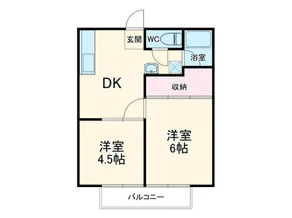 磯部ハイツ月見屋敷A(2DK/1階)の間取り写真
