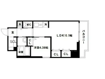 YS大手通(1LDK/4階)の間取り写真
