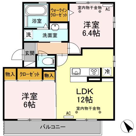 ラ・プランドール(2LDK/3階)の間取り写真