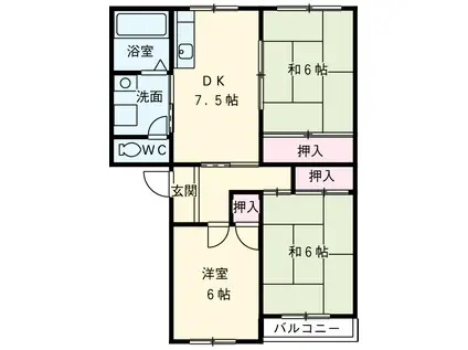 グレース矢作(3DK/3階)の間取り写真